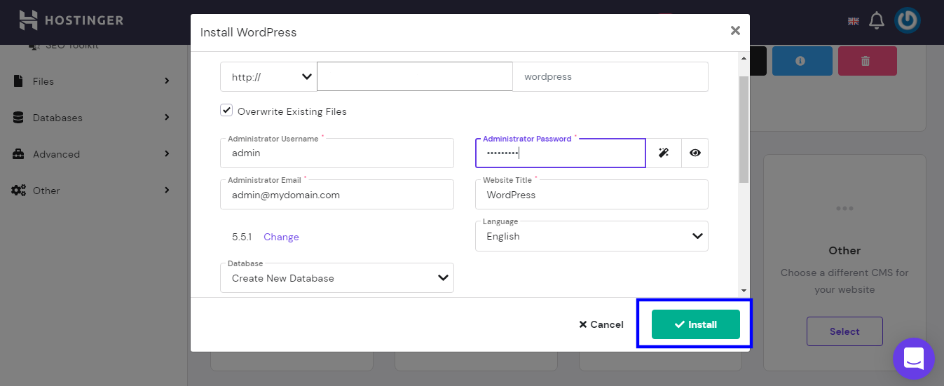 How do I install WordPress on my Hosting Platform