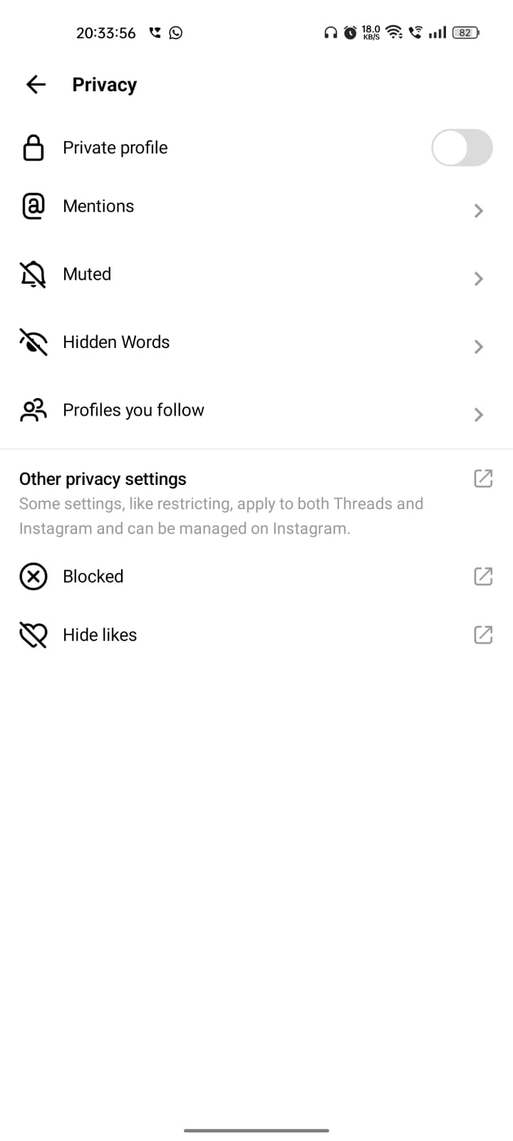 threads settings